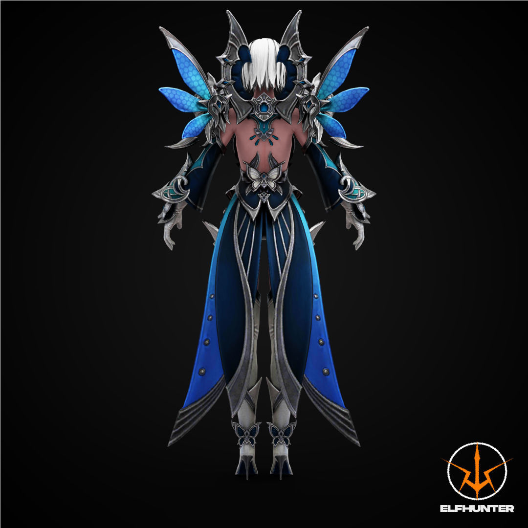 EXCLUSIVE ELF HUNTER EDITION RIGGED CHARACTER ELF ICE QUEEN Low-poly 3D model_4