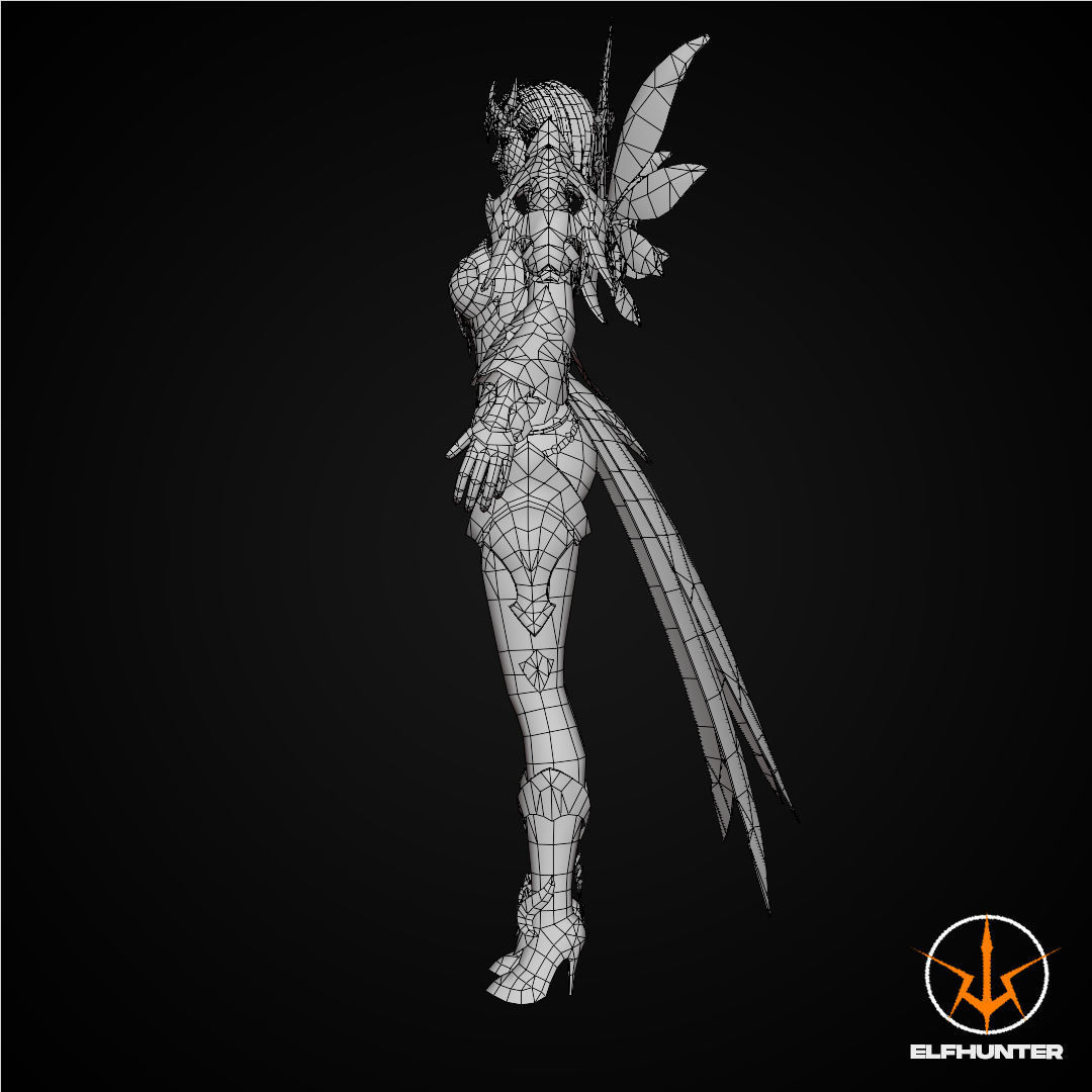 EXCLUSIVE ELF HUNTER EDITION RIGGED CHARACTER ELF ICE QUEEN Low-poly 3D model_13