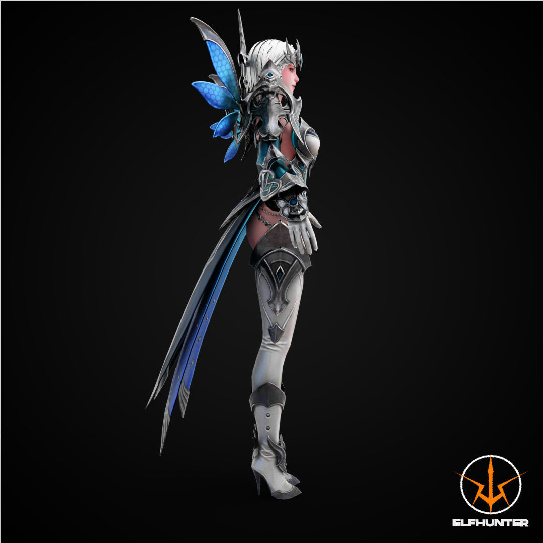 EXCLUSIVE ELF HUNTER EDITION RIGGED CHARACTER ELF ICE QUEEN Low-poly 3D model_3