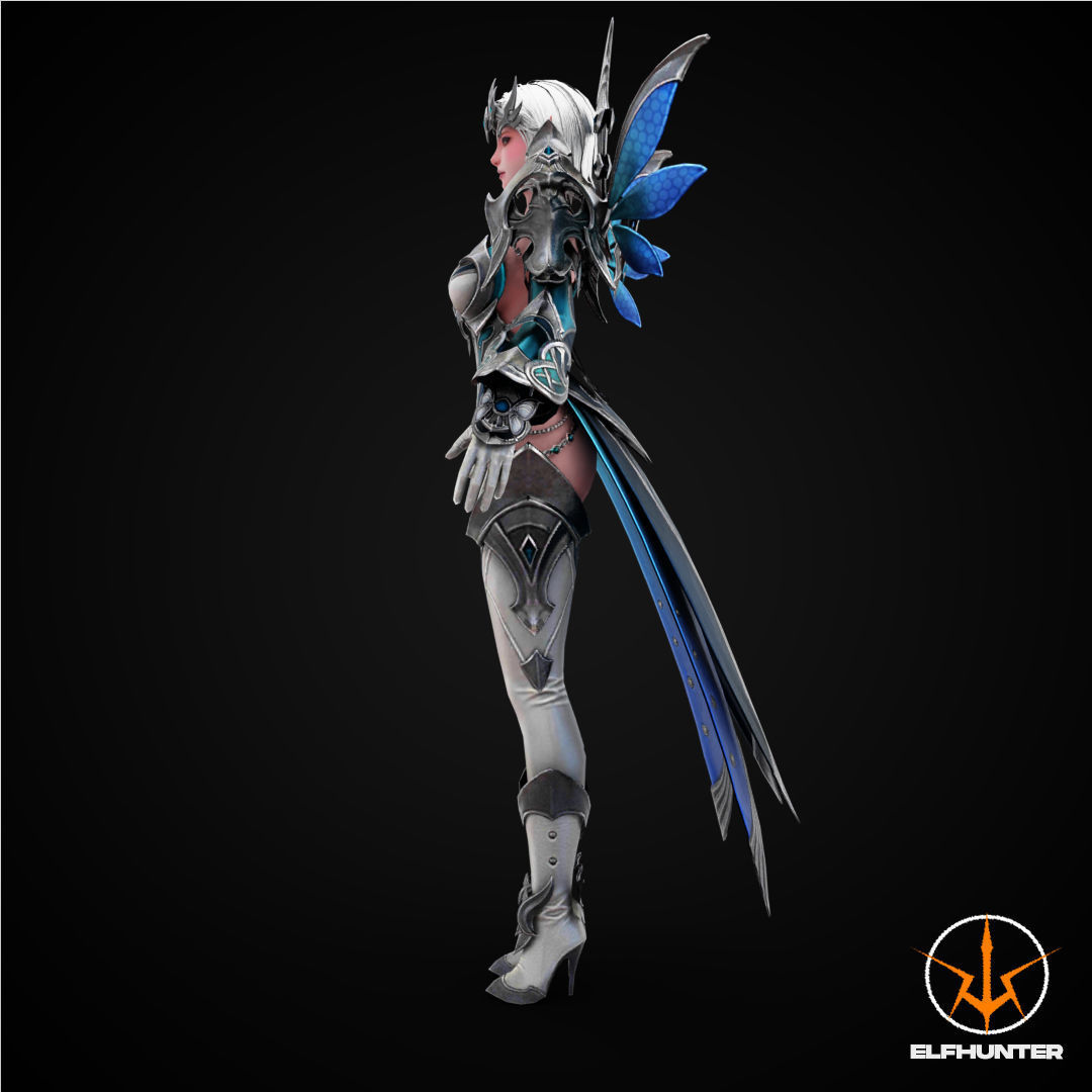 EXCLUSIVE ELF HUNTER EDITION RIGGED CHARACTER ELF ICE QUEEN Low-poly 3D model_5