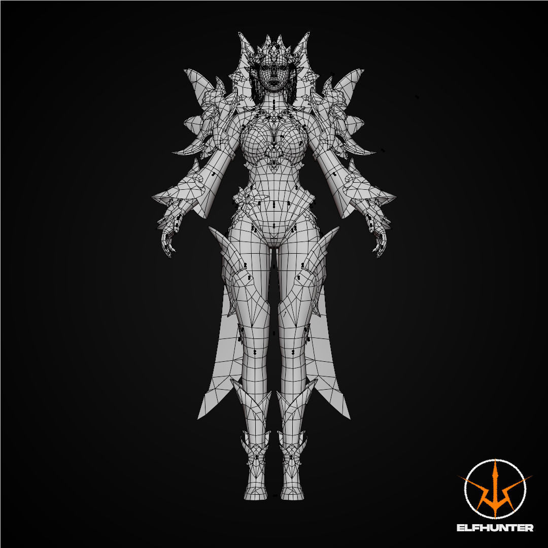 EXCLUSIVE ELF HUNTER EDITION RIGGED CHARACTER ELF ICE QUEEN Low-poly 3D model_14