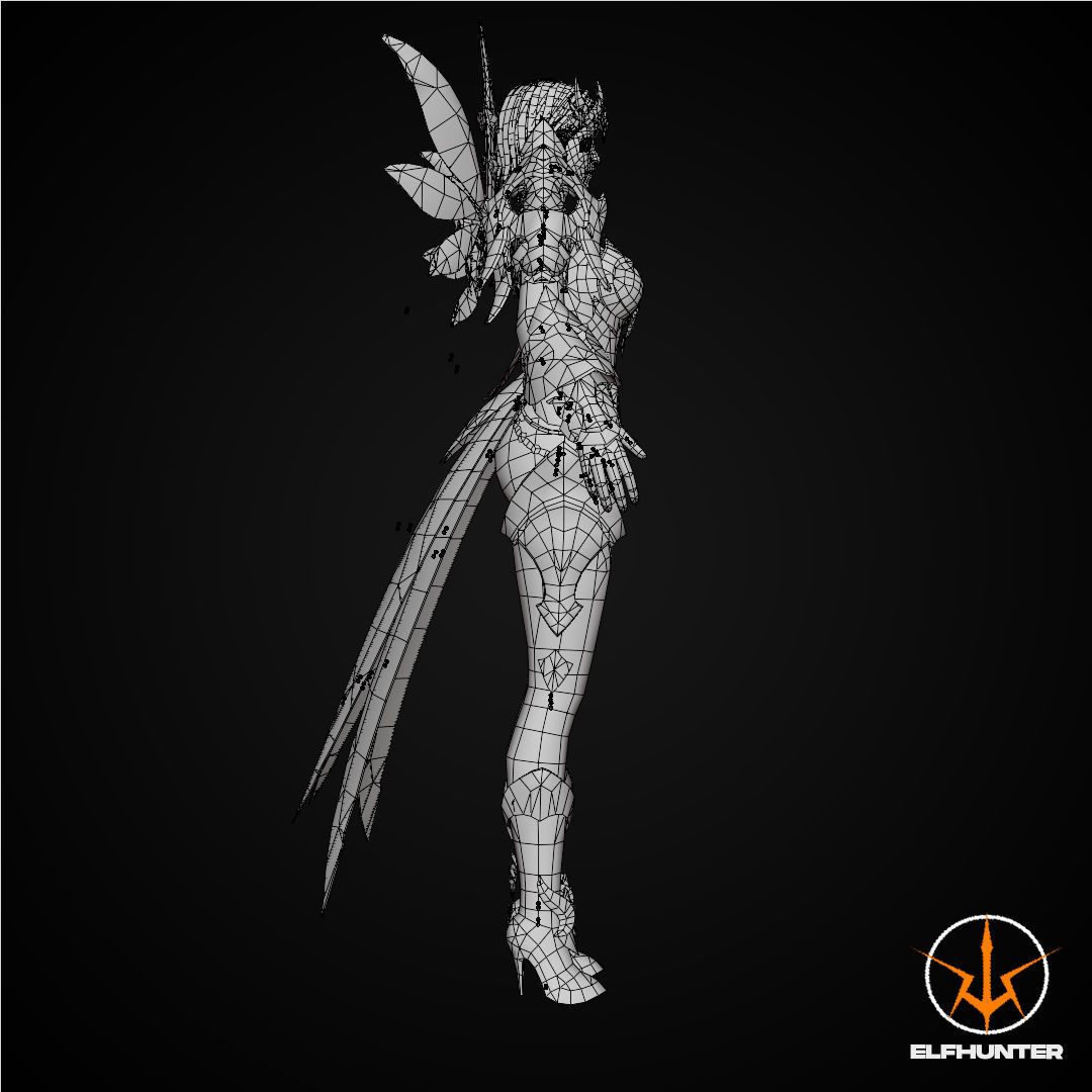 EXCLUSIVE ELF HUNTER EDITION RIGGED CHARACTER ELF ICE QUEEN Low-poly 3D model_15