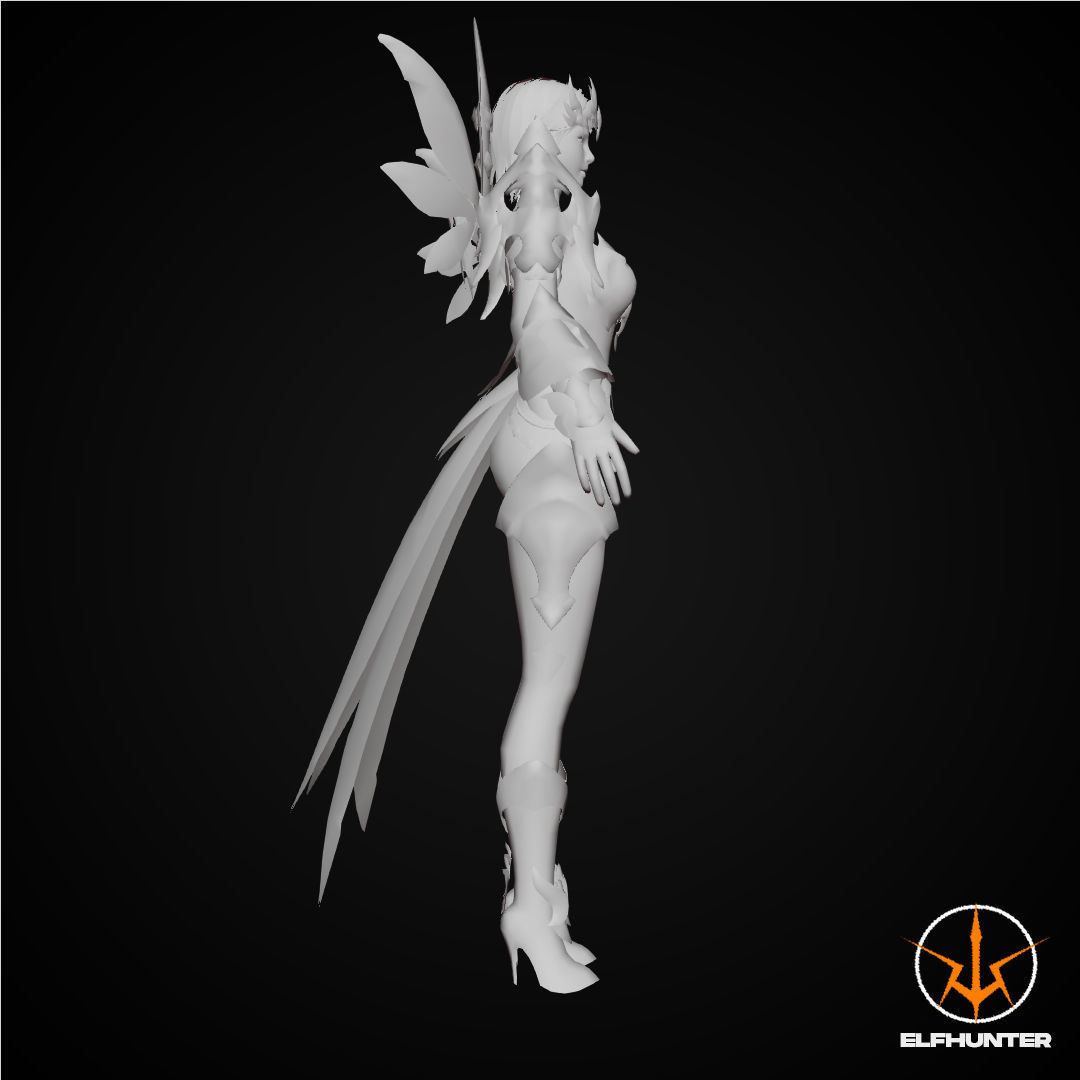 EXCLUSIVE ELF HUNTER EDITION RIGGED CHARACTER ELF ICE QUEEN Low-poly 3D model_7