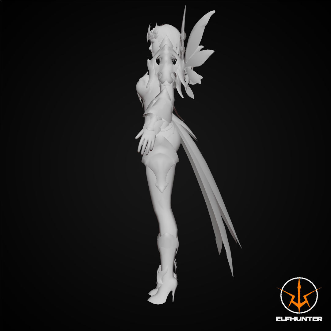 EXCLUSIVE ELF HUNTER EDITION RIGGED CHARACTER ELF ICE QUEEN Low-poly 3D model_9