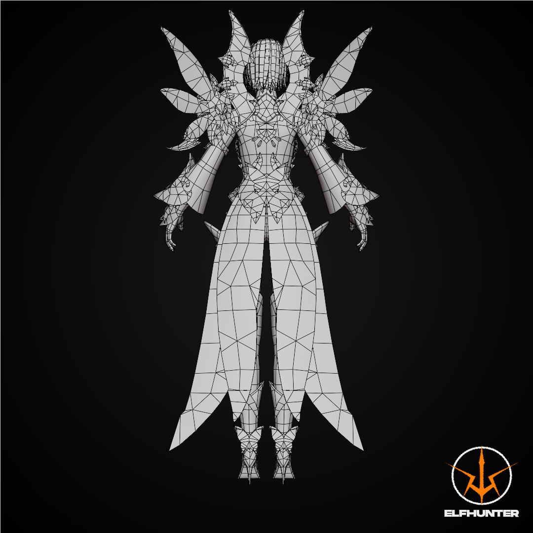 EXCLUSIVE ELF HUNTER EDITION RIGGED CHARACTER ELF ICE QUEEN Low-poly 3D model_12