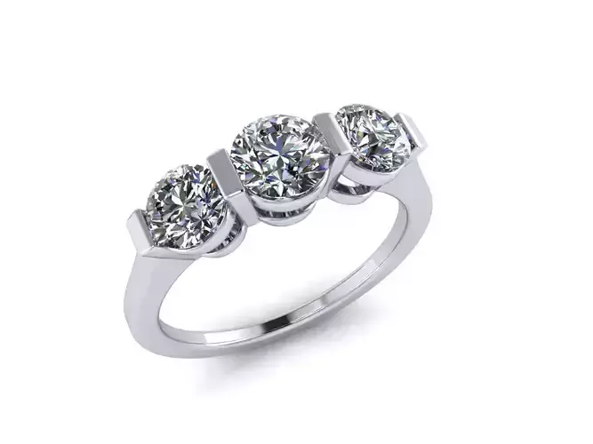 3 stone rail setting ring 