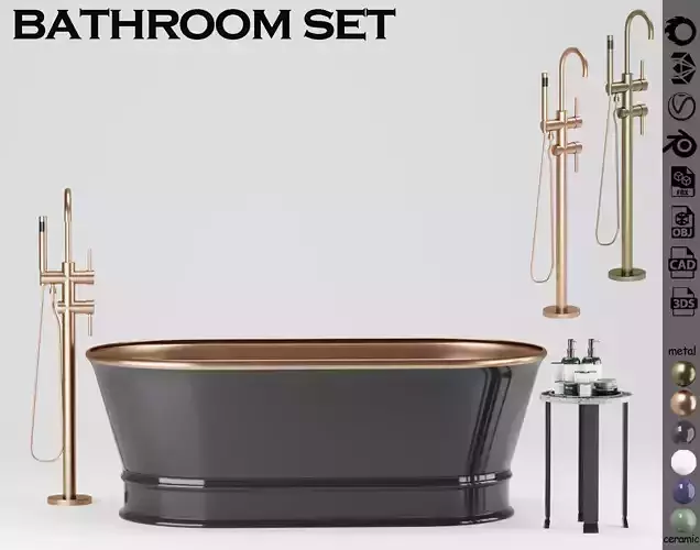 bathroom set 04 -bathtub 3D model