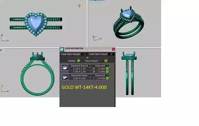 double shank halo heart shape engagement ring