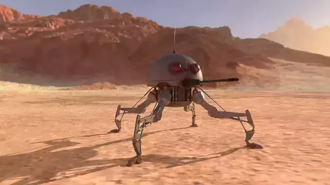Dwarf Spider Droid Low-poly 3D model