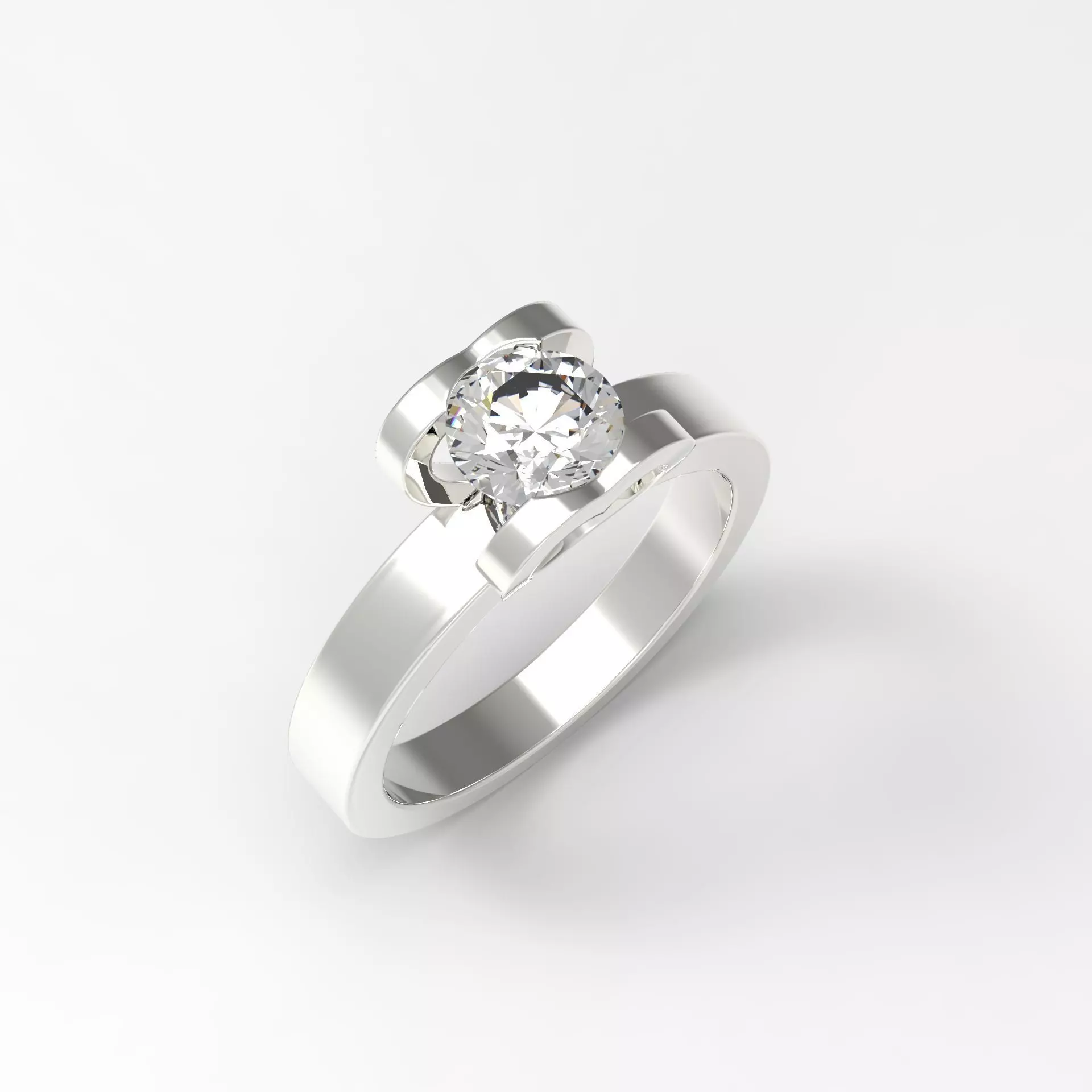 P - 0003 diamond engagement ring gold 3D print model_0