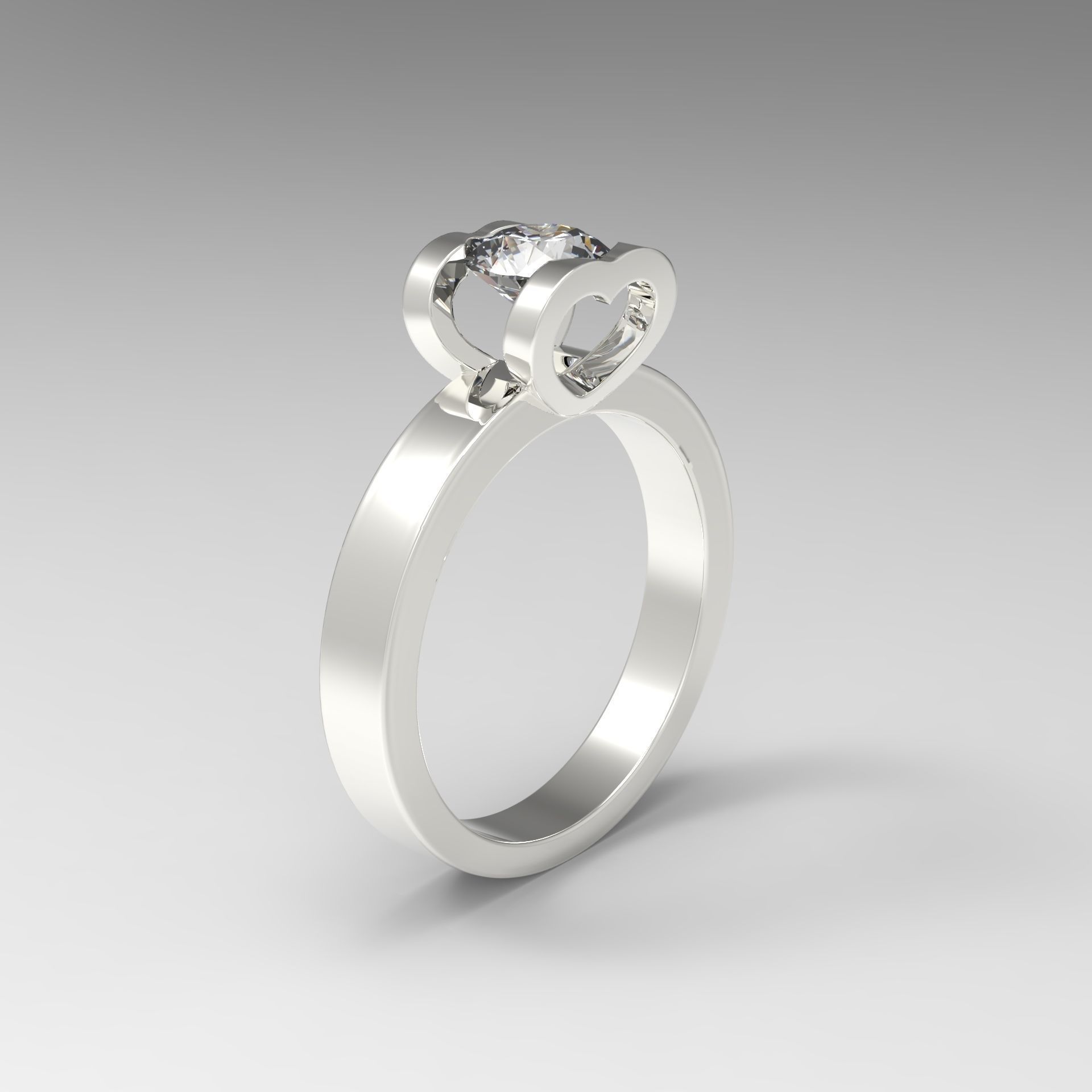 P - 0003 diamond engagement ring gold 3D print model_1