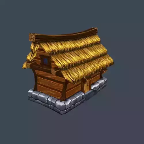 Cartoon Old Wooden House Building