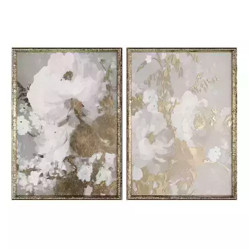 Pictures904 two framed flowers in gold