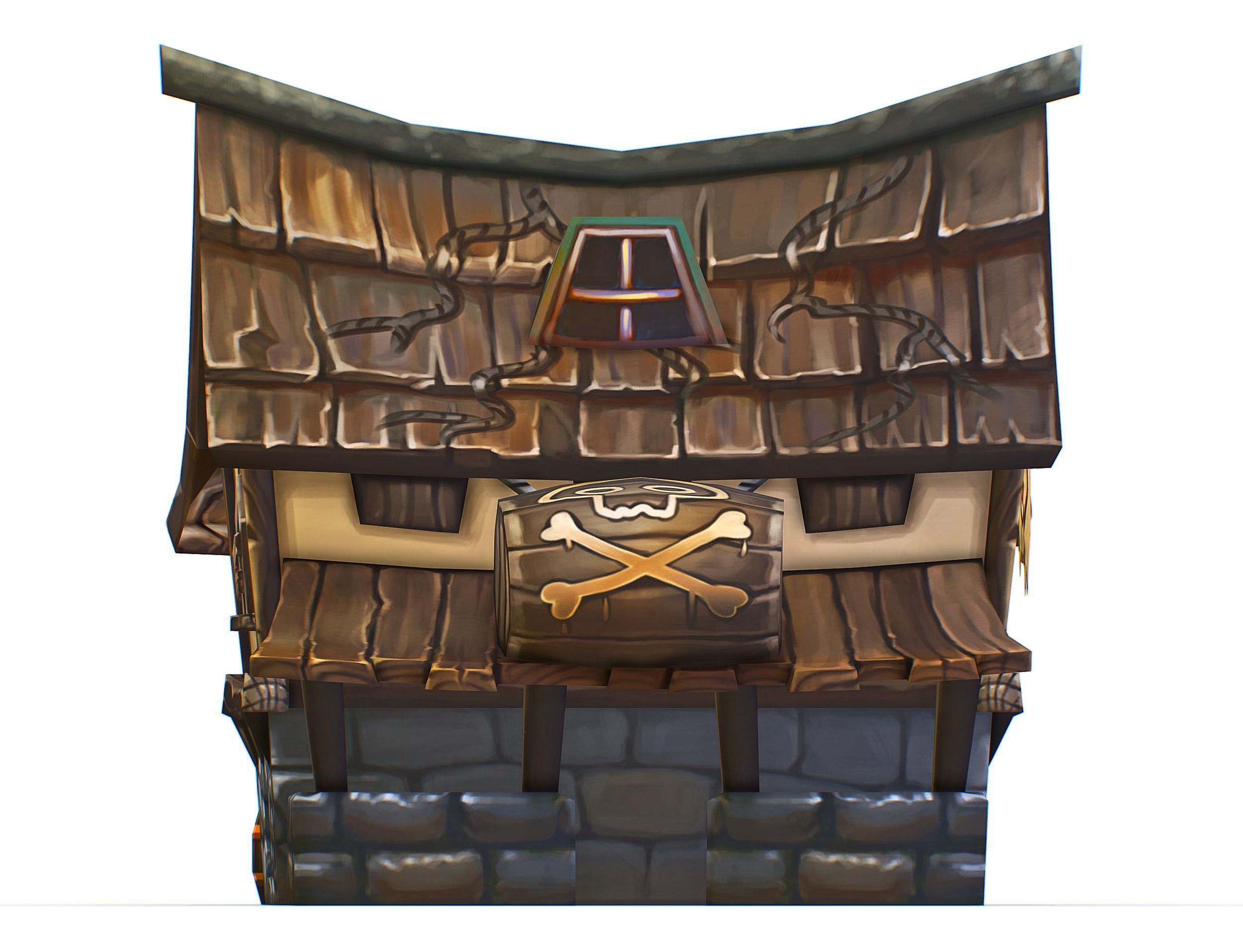 Cartoon Old Bandit Hotel Tovern House Building Low-poly 3D model_17