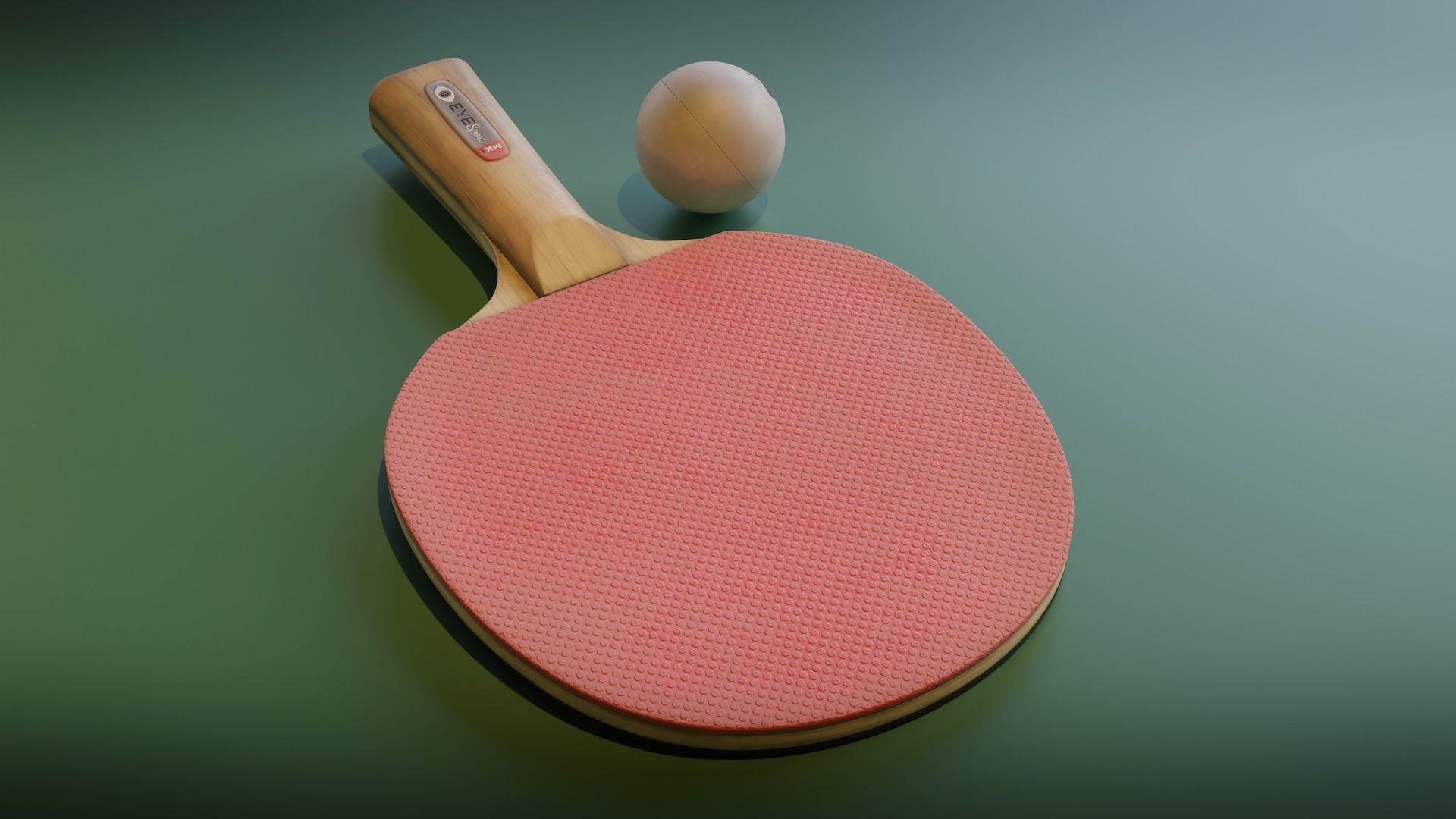 Ping Pong Racket and Ball Set Low-poly 3D model_6