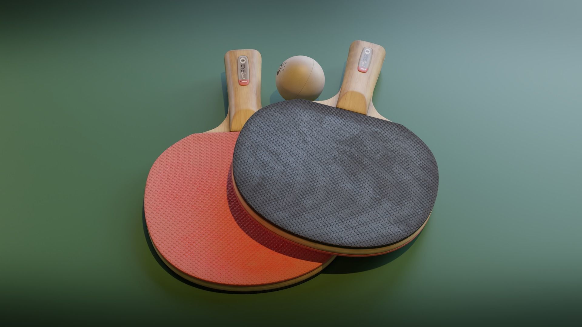 Ping Pong Racket and Ball Set Low-poly 3D model_2
