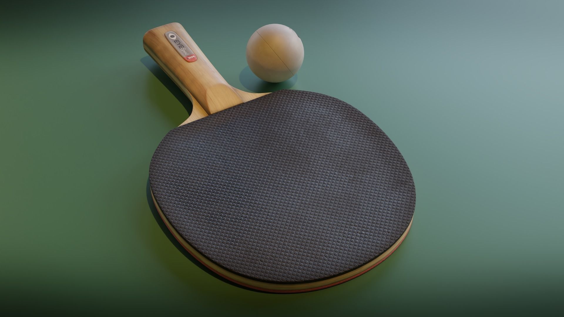 Ping Pong Racket and Ball Set Low-poly 3D model_5