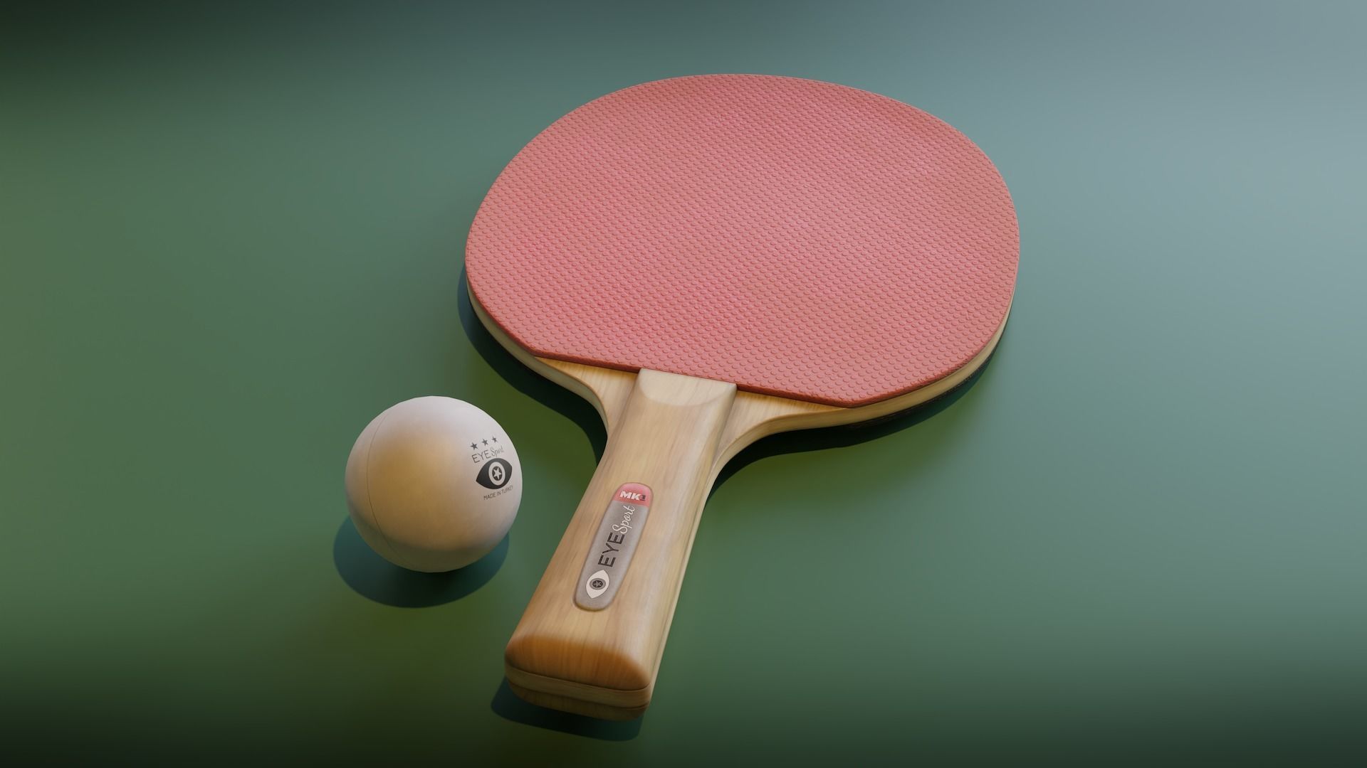 Ping Pong Racket and Ball Set Low-poly 3D model_3