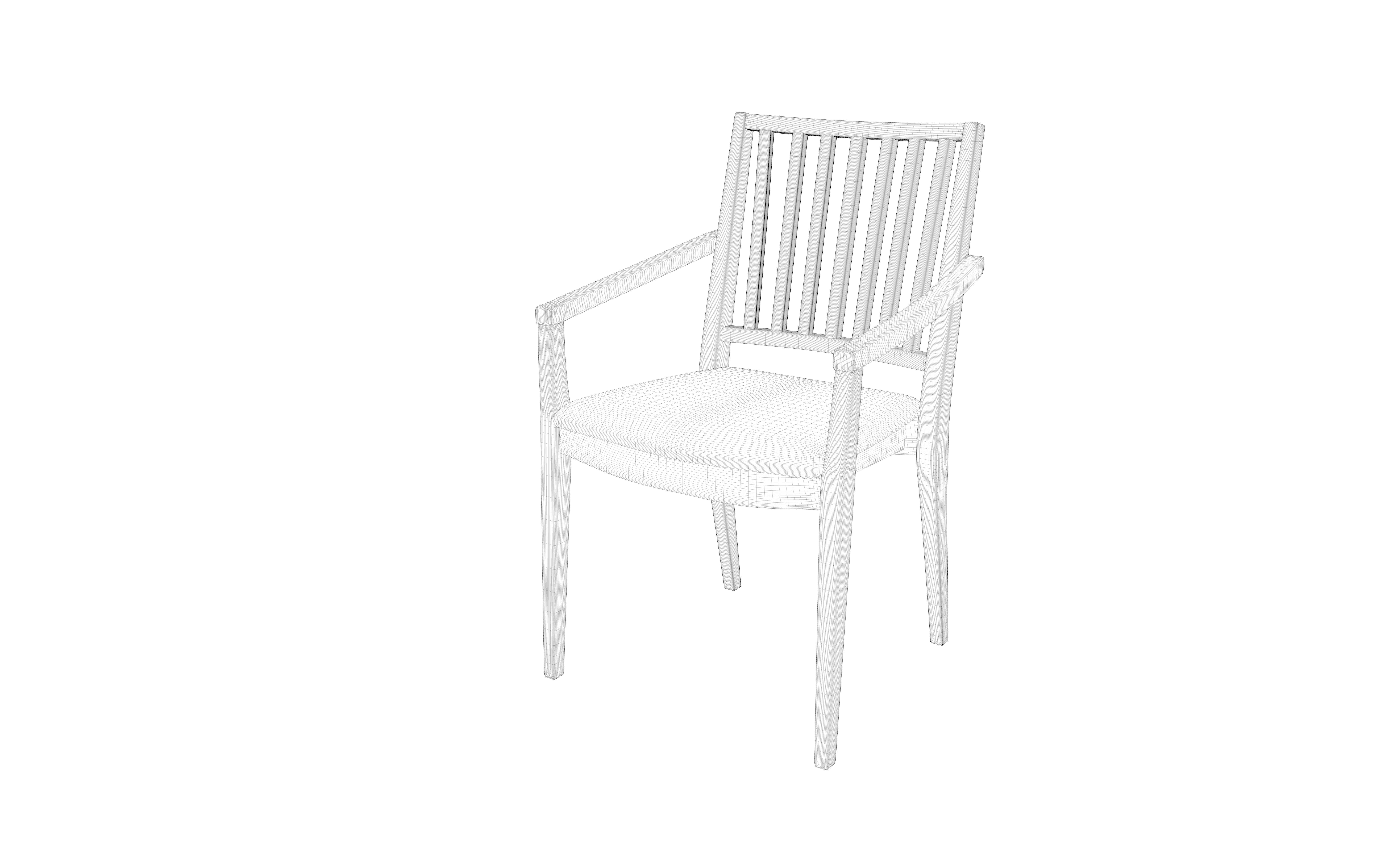 Wooden chair 2 3D model_2