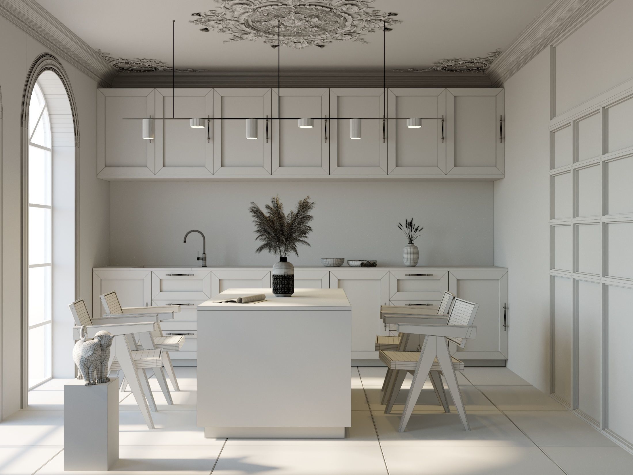 Lovely Kitchen and Dining Area 3D model_5