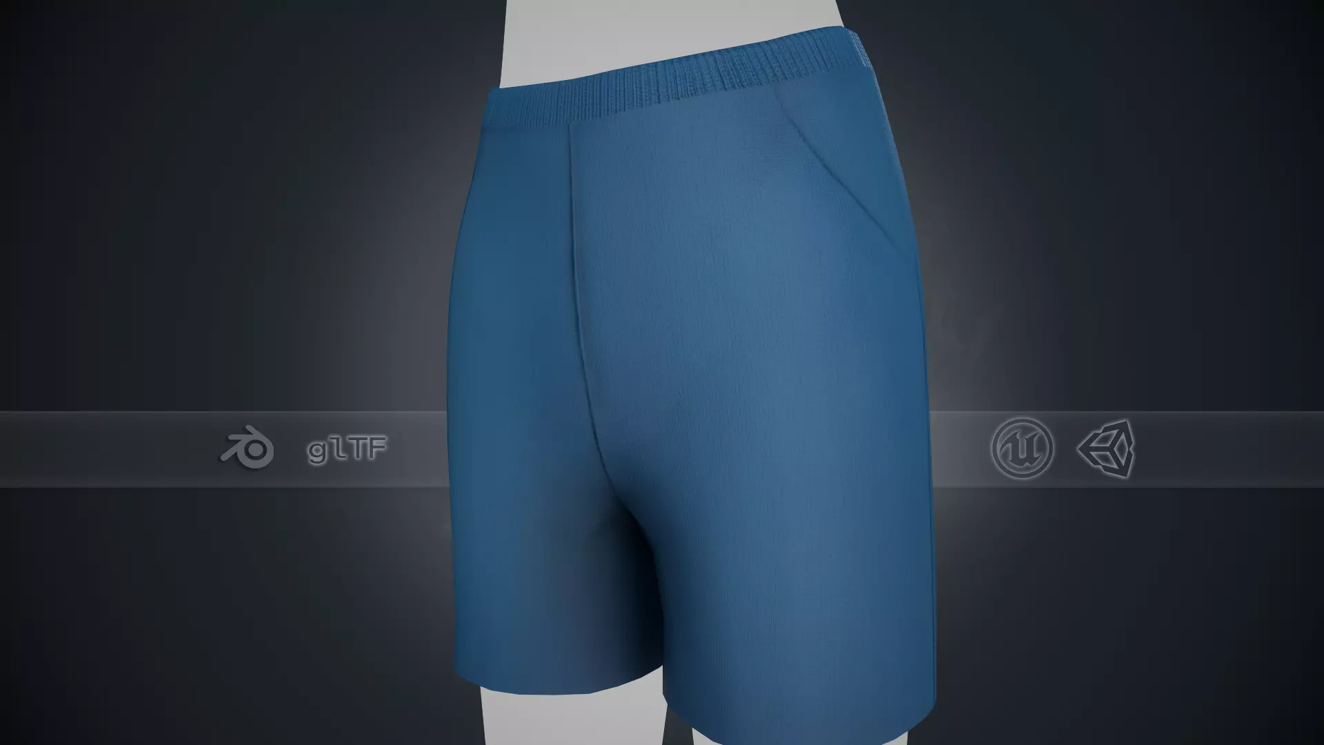 Blue Shorts Style 2  Low-poly 3D model_0