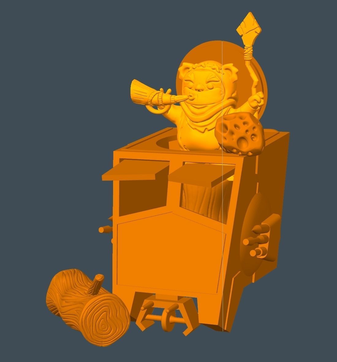 Cartoon style EWOK Endor diorama part1 3D print model_3