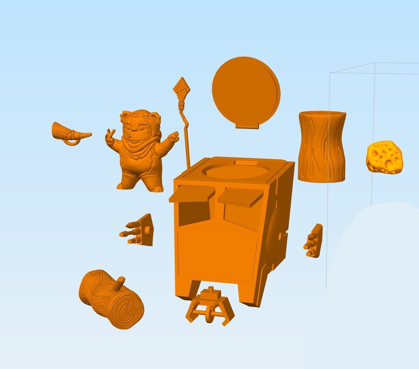 Cartoon style EWOK Endor diorama part1 3D print model_6