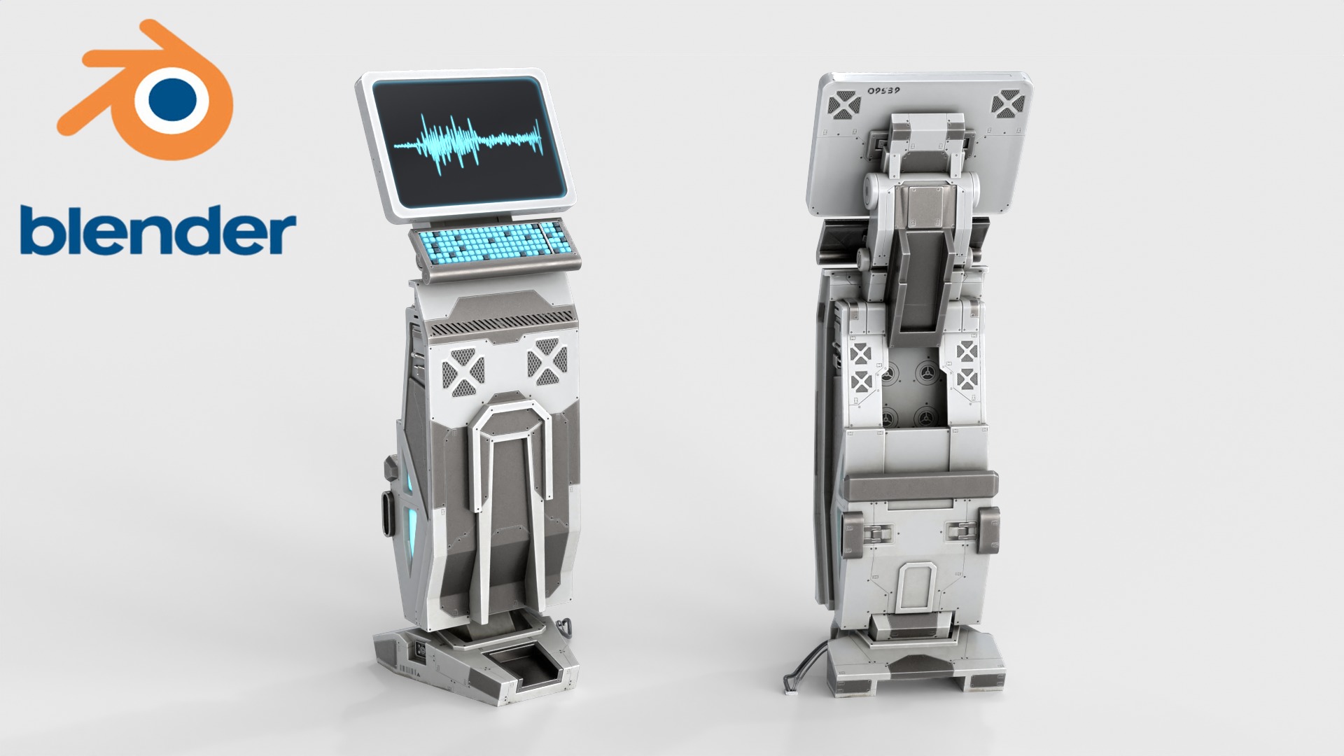 Sci Fi Terminal v2 Low-poly 3D model_3