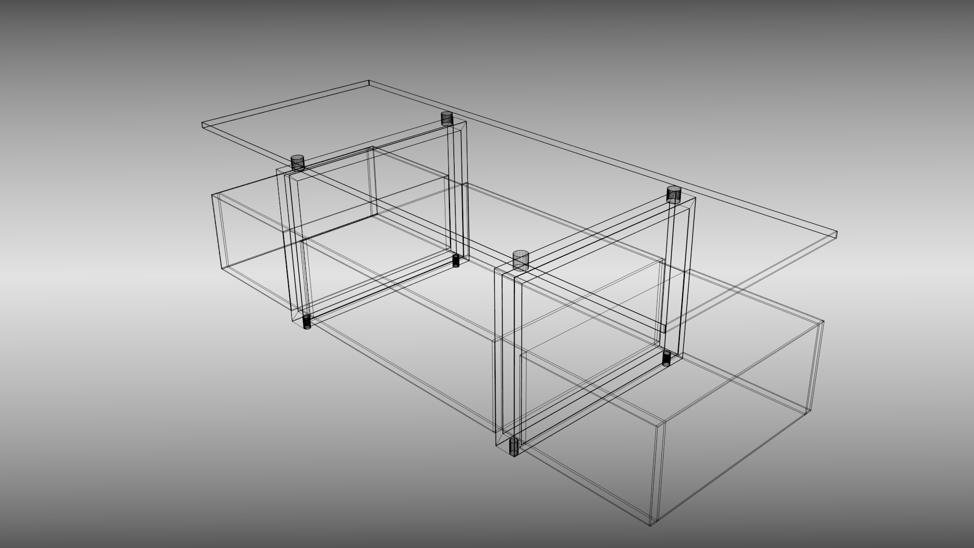 TV table Low-poly 3D model_5