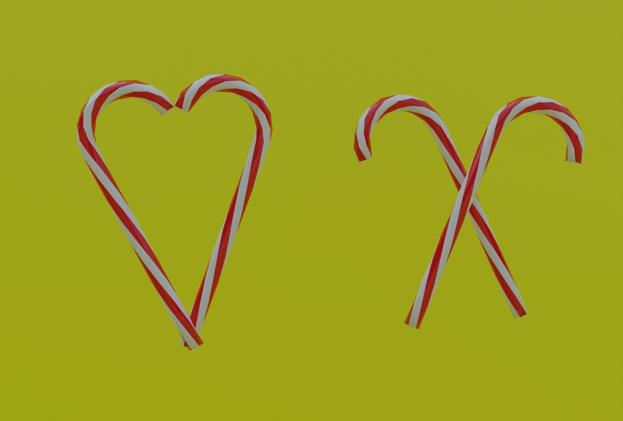 Christmas Candy cane Low-poly 3D model_1