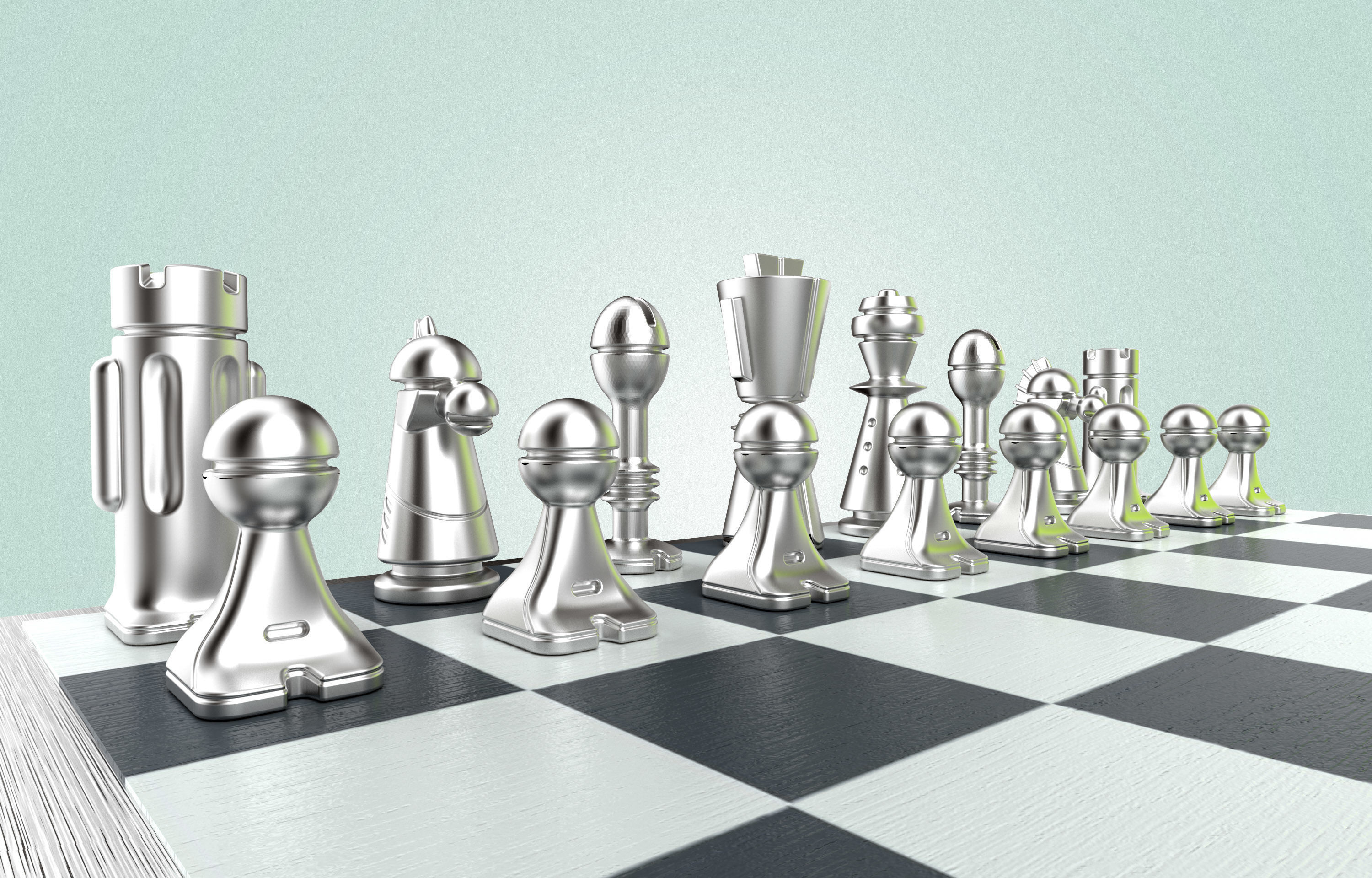 Robot Chess Set 3D print model_1