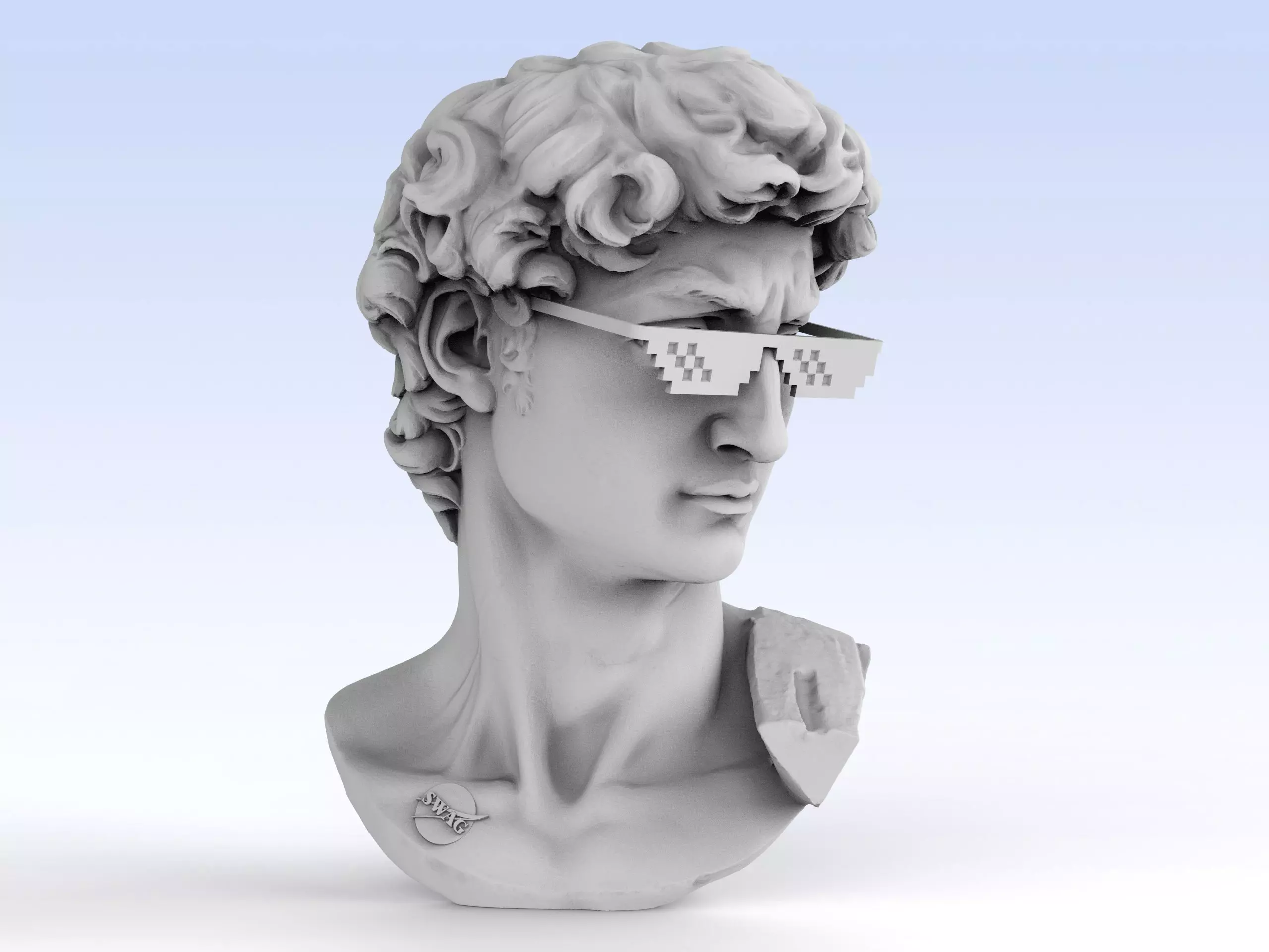 Head of Michelangelo David Swag bust 3D print model