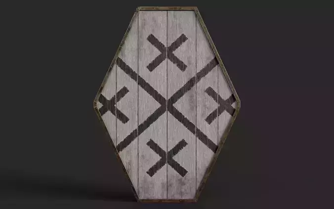 Slavic diamond-shaped shield painted white with black crosses