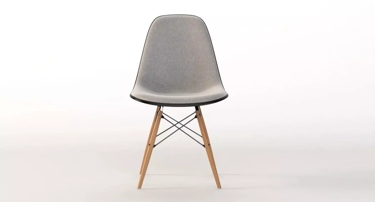 Eames Molded Fiberglass Upholstered Dowel-Leg Side Chair 3D model