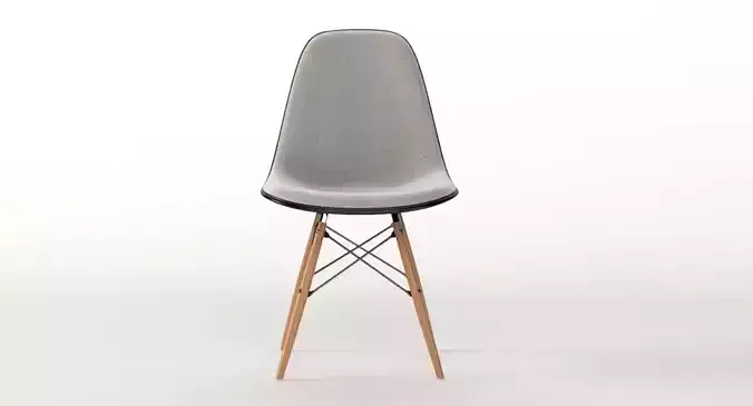 Eames Molded Fiberglass Upholstered Dowel-Leg Side Chair 3D model