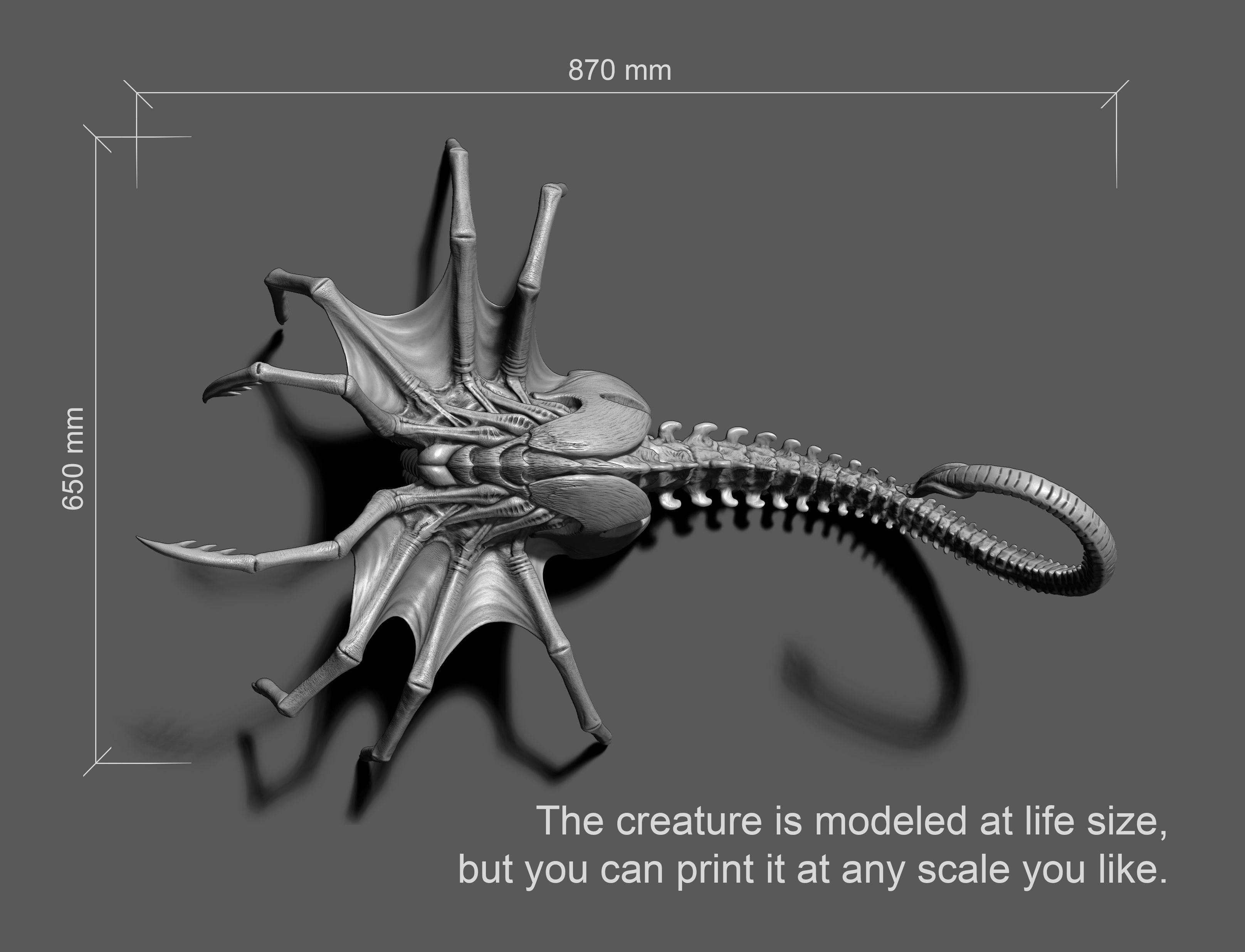 Alien Queen FaceHugger Sculpture Printable 3D Model 3D model 3D