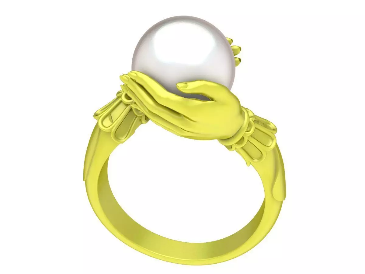 Hands Holding Pearl Ring 4090 3D print model