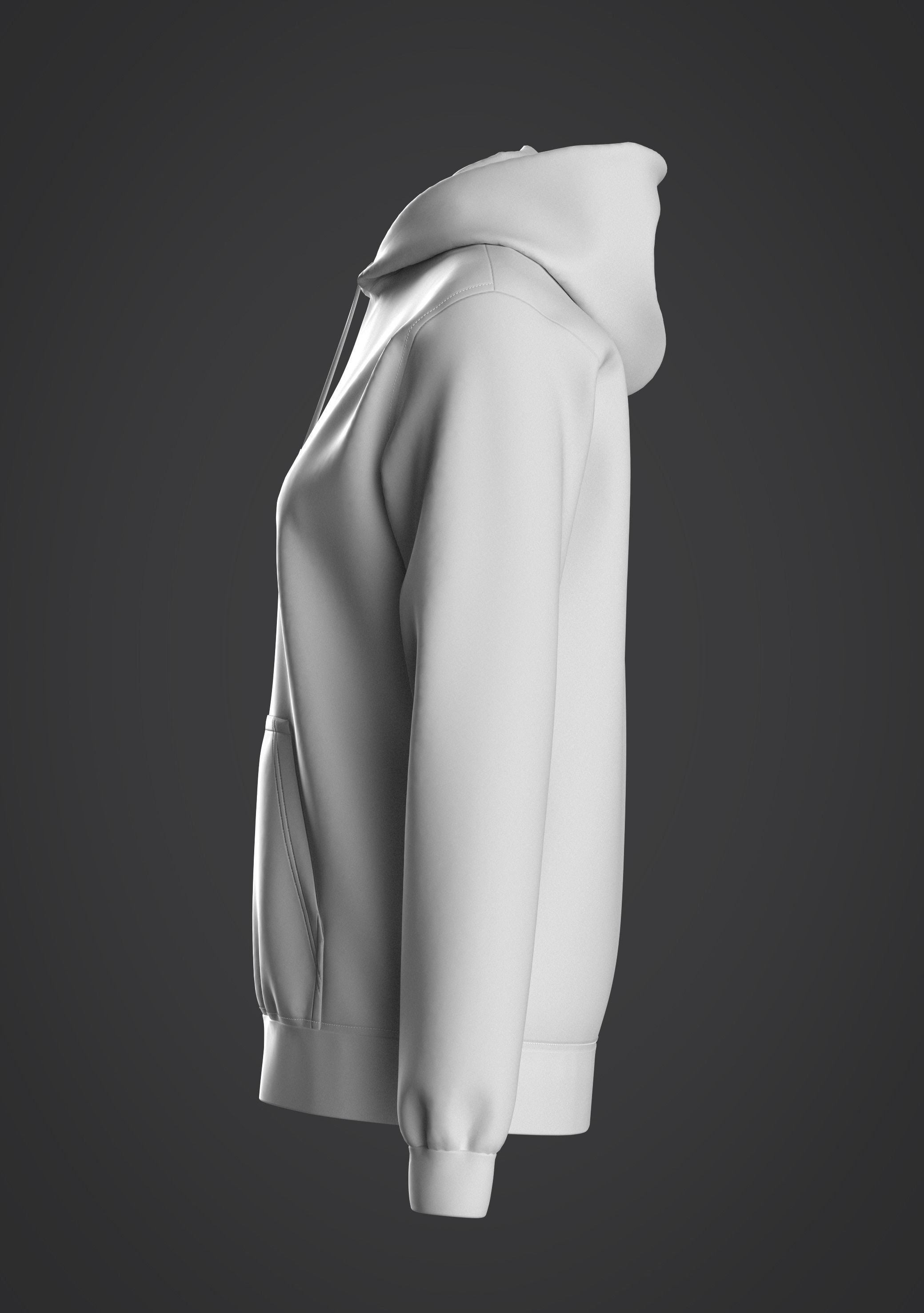 Block Pattern Top Hoodie Zip-up 3D model_3
