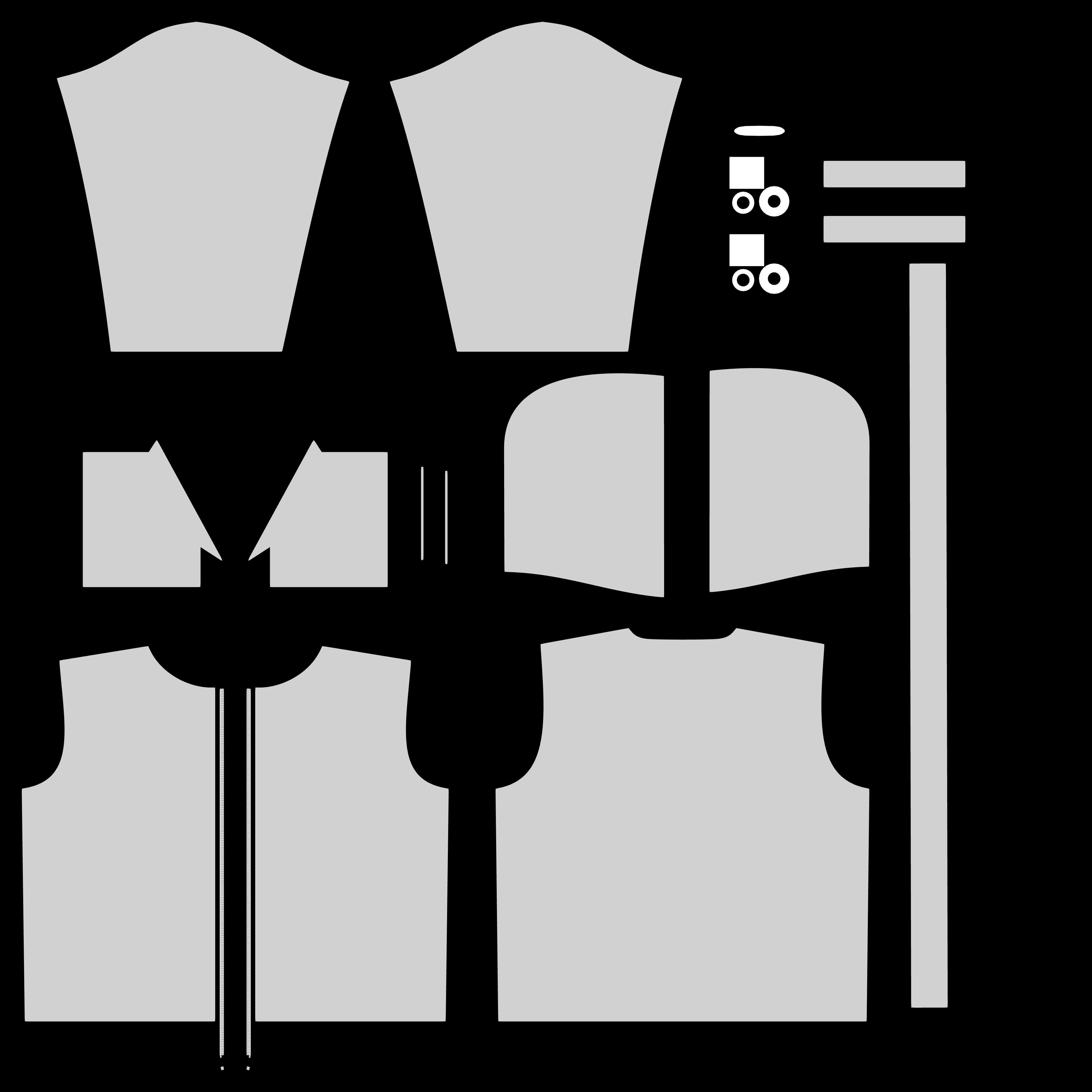 Block Pattern Top Hoodie Zip-up 3D model_5