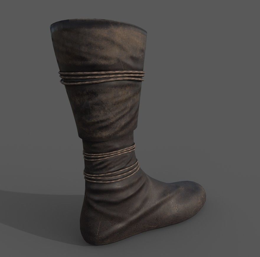 3D model Lowpoly simple medieval leather boots VR / AR / low-poly ...