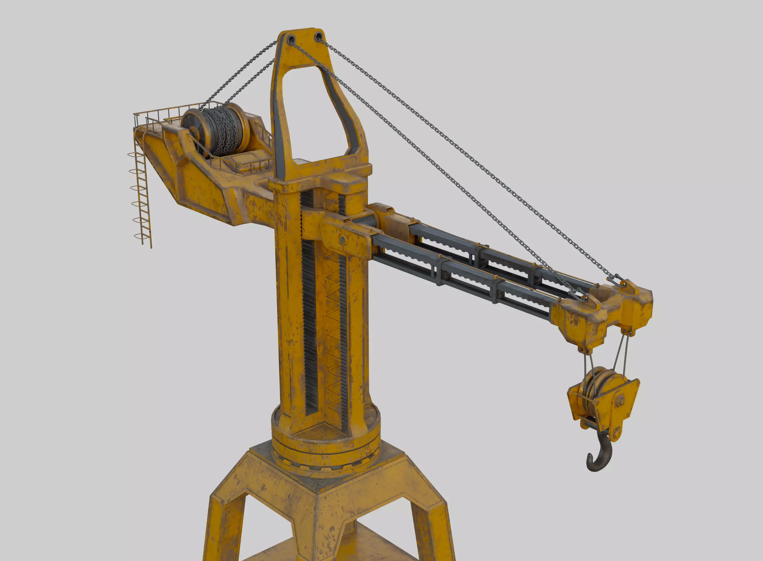 Construction crane Low-poly 3D model_0