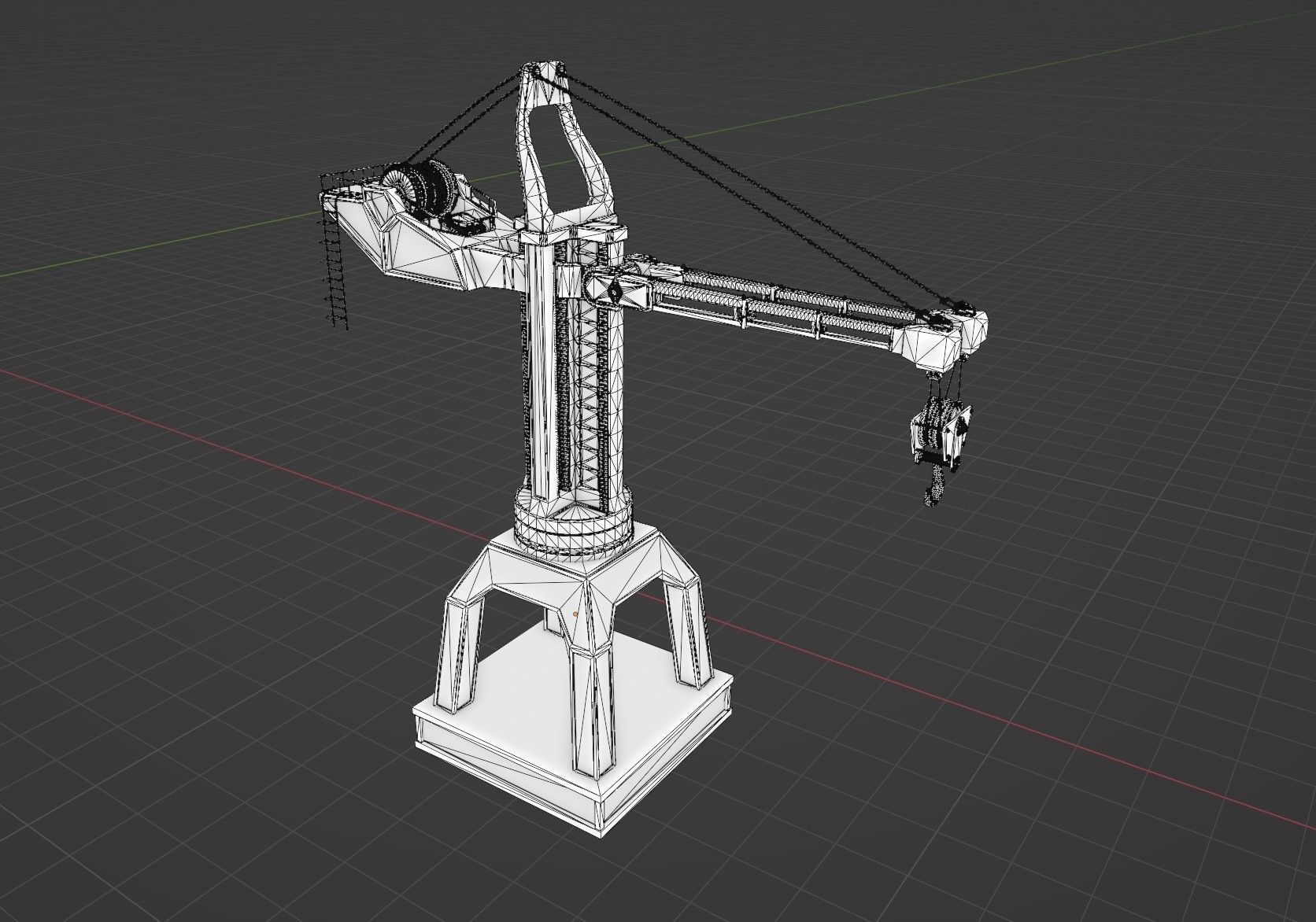 Construction crane Low-poly 3D model_6