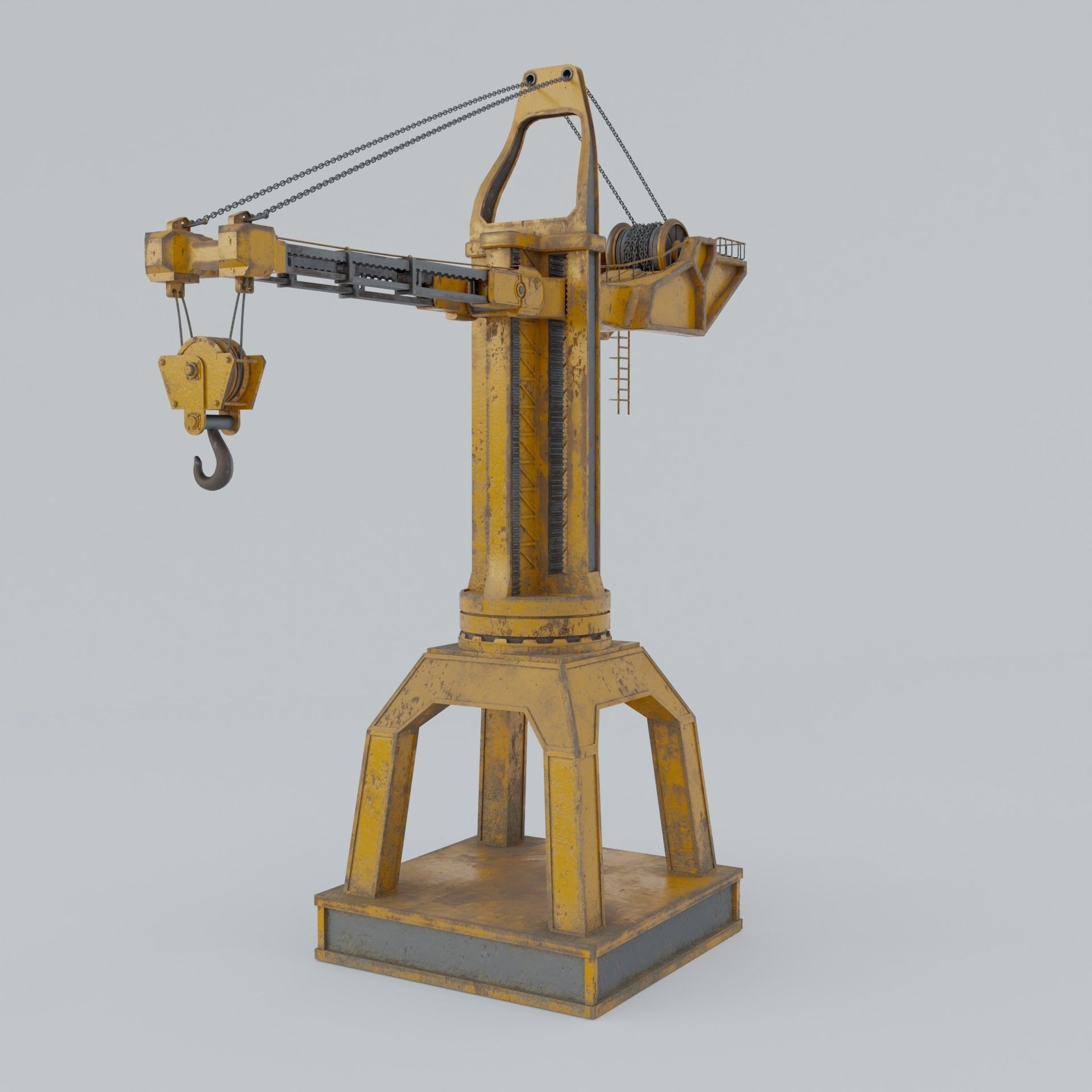 Construction crane Low-poly 3D model_1