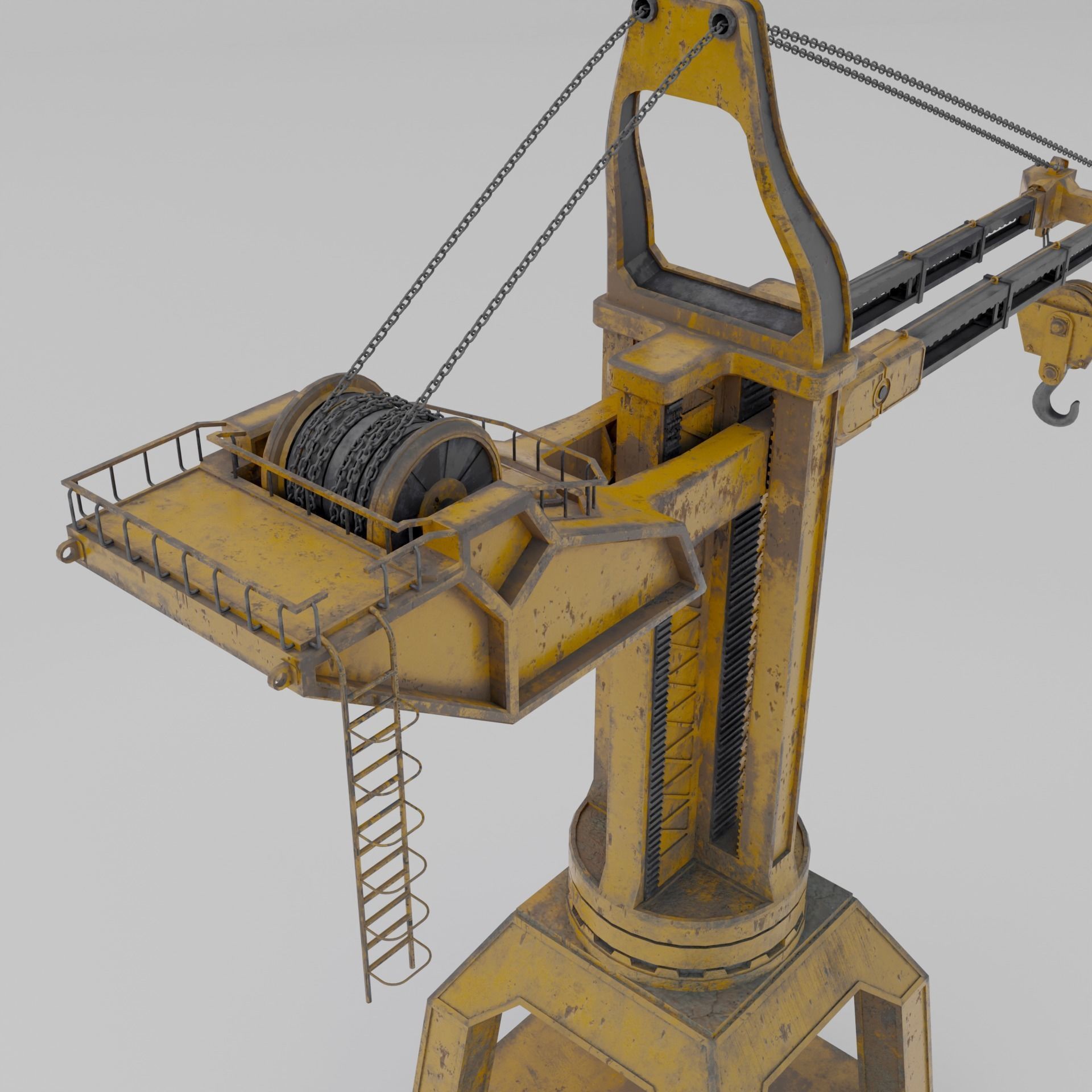 Construction crane Low-poly 3D model_4