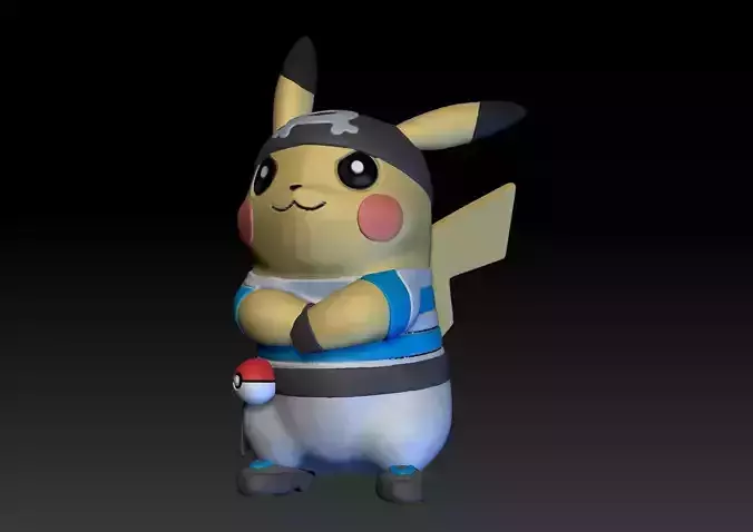 Pokemon Pikachu Cosplay Team Aqua Grunt 3D print model