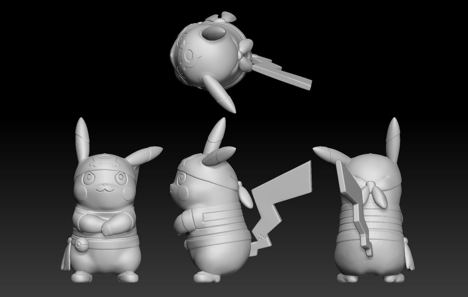 Pokemon Pikachu Cosplay Team Aqua Grunt 3D print model_1