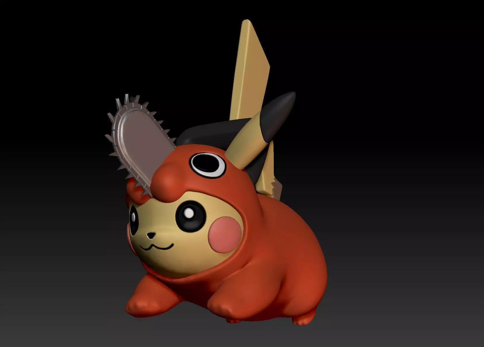 Pokemon Pikachu Cosplay Pochita Chainsaw Man 3D print model_0