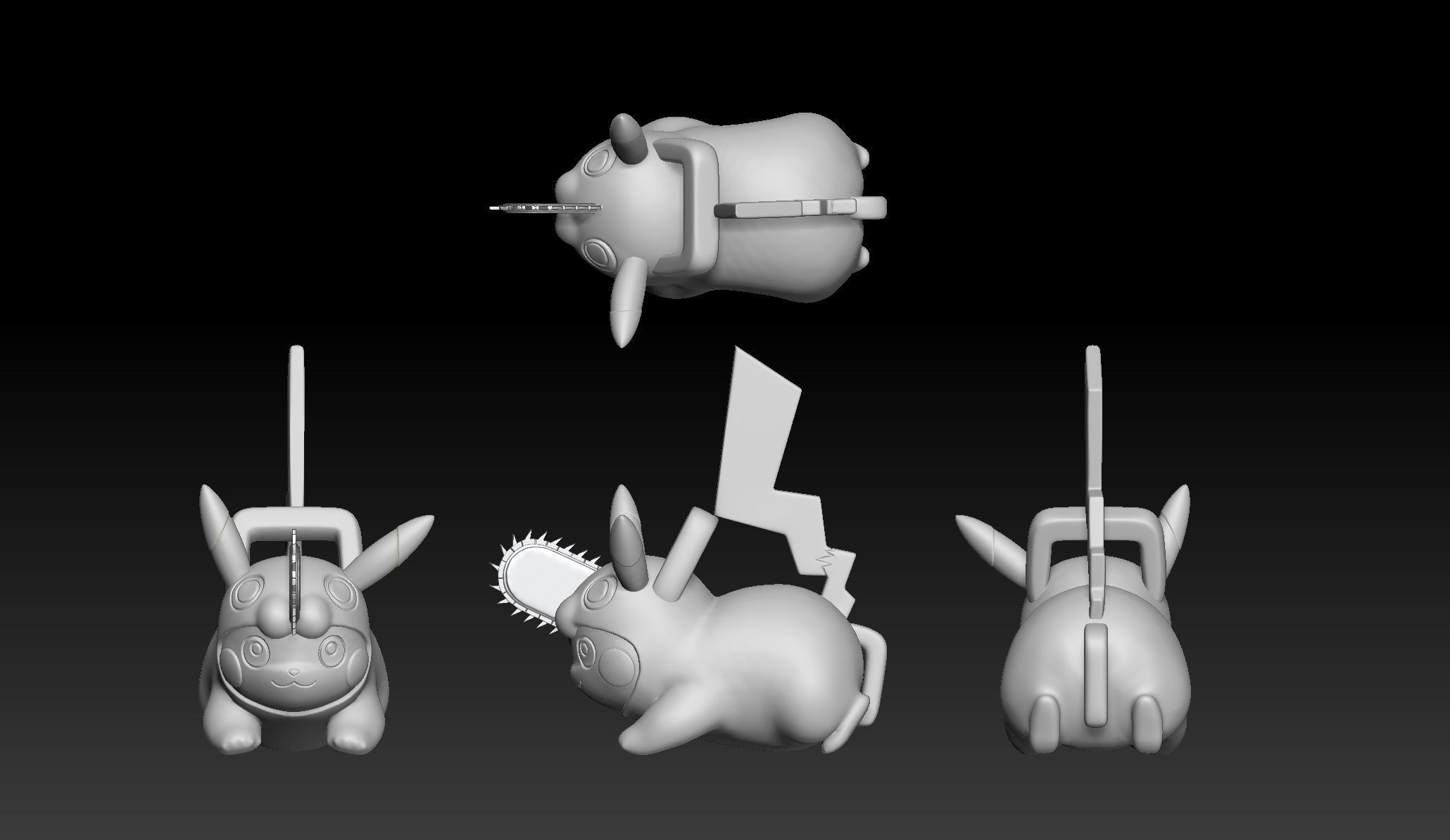 Pokemon Pikachu Cosplay Pochita Chainsaw Man 3D print model_1