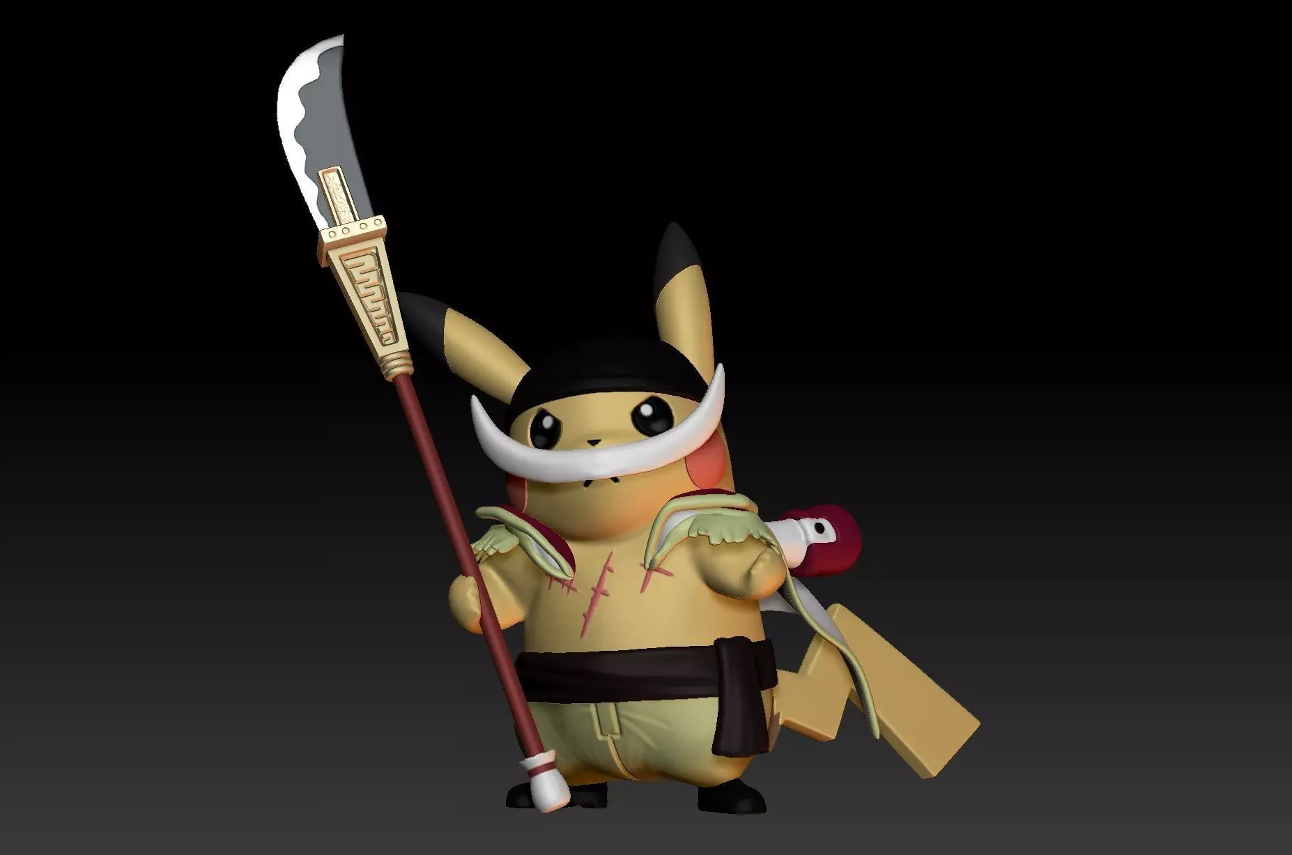 Pokemon Pikachu Cosplay WhiteBeard One Piece 3D print model_0