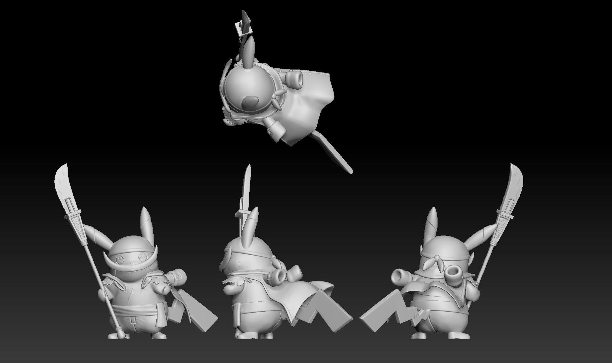 Pokemon Pikachu Cosplay WhiteBeard One Piece 3D print model_3